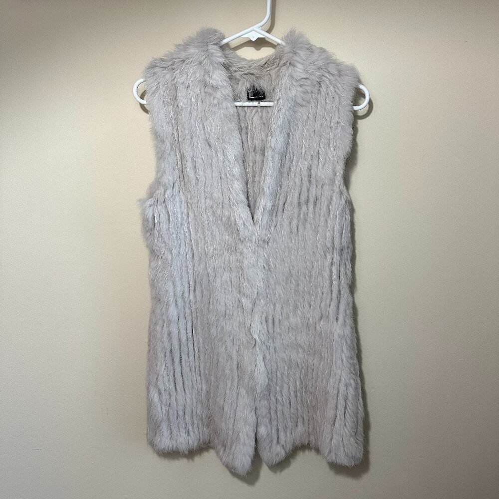 Love Token Genuine Rabbit Fur Vest - Off White, XS/S